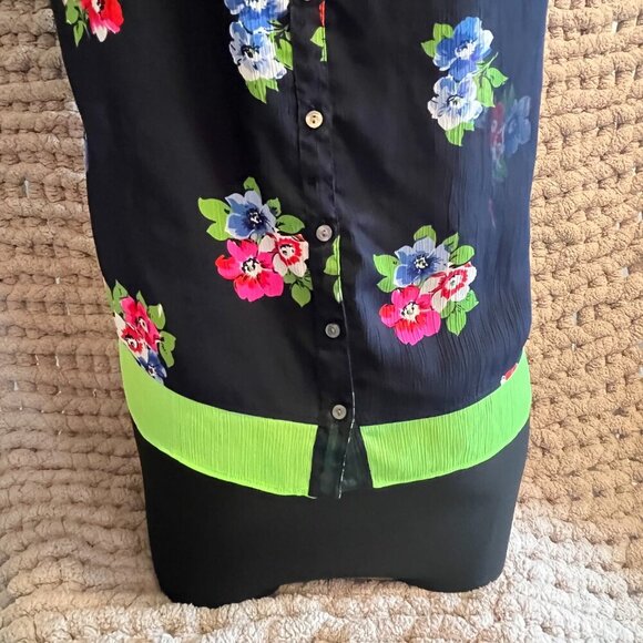 Hollister Navy Blue Sheer Floral Top Size Medium - Picture 5 of 11